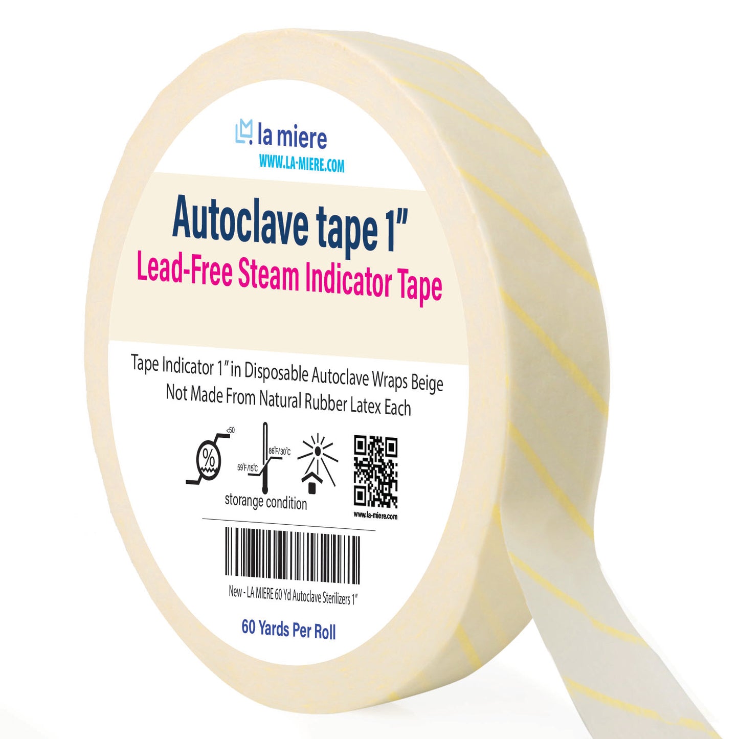 60 Yd. 1 Roll of Autoclave Indicates Sterilization Tape, Surgical Instruments & Tattoo Accessories – Heat Tape for Chemical, Dry Heat & Autoclave Sterilizers